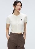  Áo Thun Len SPAO [Nữ] - Woody Cable Crop Cardigan White - SPCKF24G51 