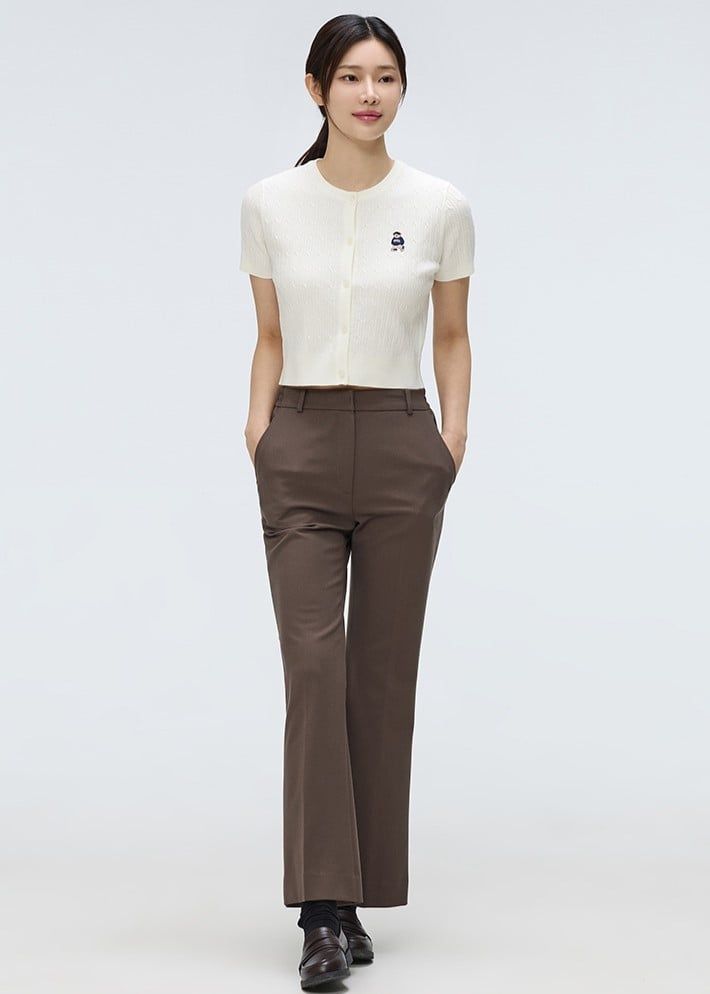  Áo Thun Len SPAO [Nữ] - Woody Cable Crop Cardigan White - SPCKF24G51 