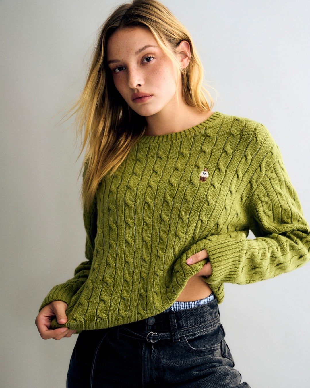  Áo Sweater Whoau [Nữ] - Steve Cable R-neck Pullover - WHKAG4921F 