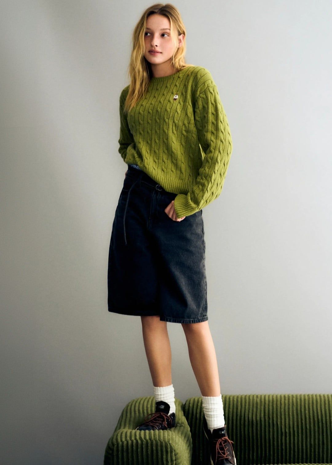  Áo Sweater Whoau [Nữ] - Steve Cable R-neck Pullover - WHKAG4921F 
