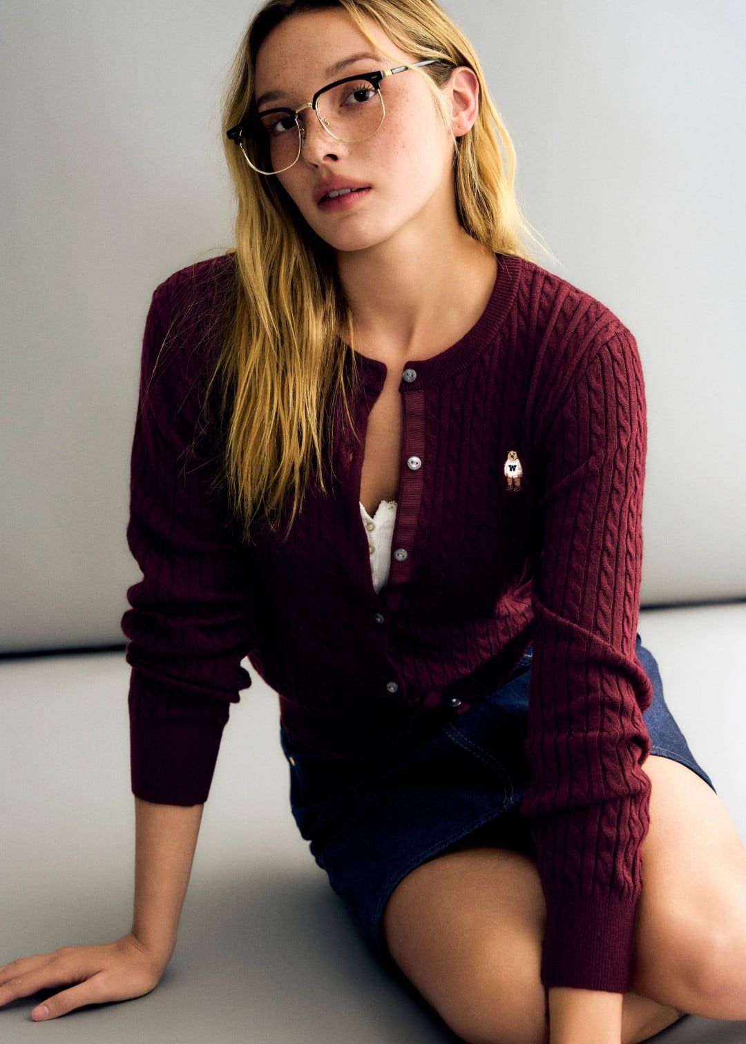  Áo Cardigan WHOAU [Nữ] - Steve High Gauge Wool Cable - WHCKG4912F 