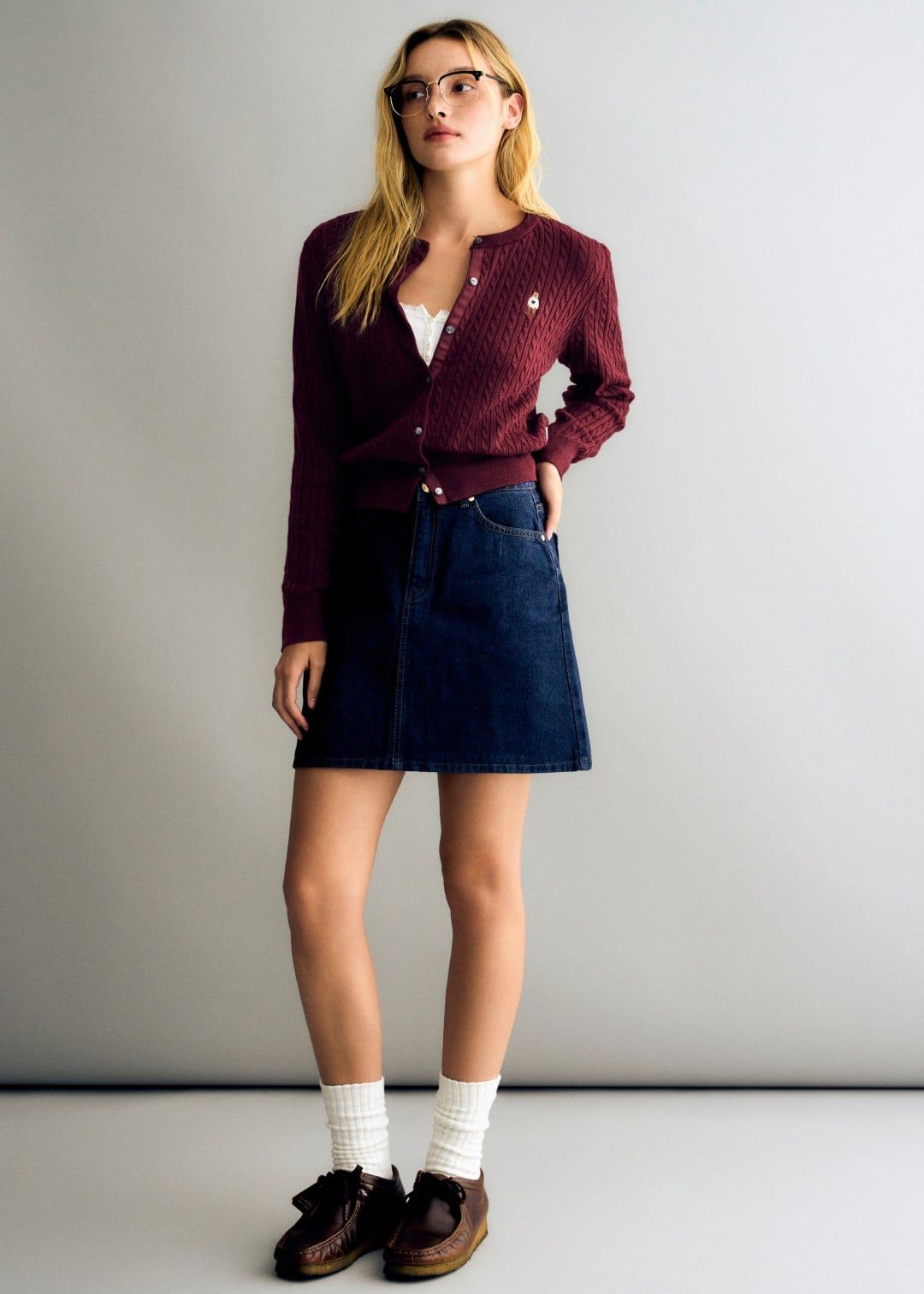  Áo Cardigan WHOAU [Nữ] - Steve High Gauge Wool Cable - WHCKG4912F 