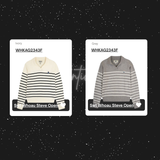  Áo Sweater Whoau [Nữ] - Steve Open Collar Stripe Pullover - WHKAG2343F 