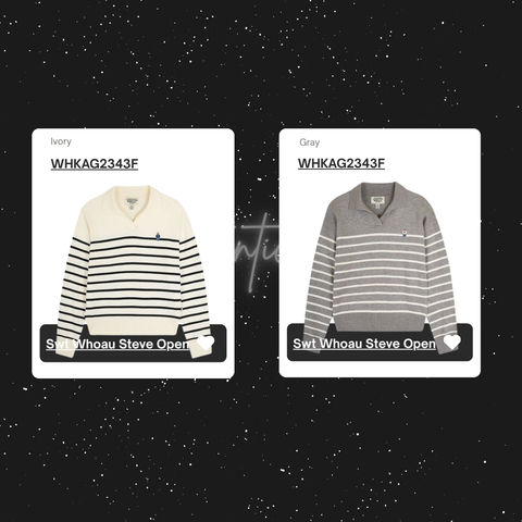 Áo Sweater Whoau [Nữ] - Steve Open Collar Stripe Pullover - WHKAG2343F