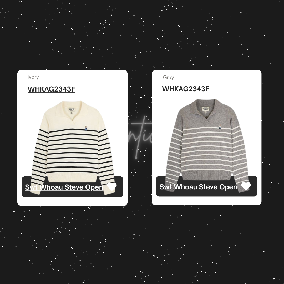  Áo Sweater Whoau [Nữ] - Steve Open Collar Stripe Pullover - WHKAG2343F 