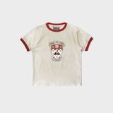  Áo Thun [Unisex] Badblood - [w-tee25-096] Workshop Shield Print Ringer T-Shirt Cream 