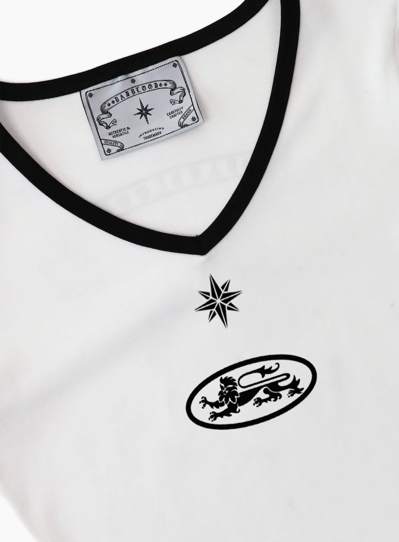  Áo Thun [Unisex] Badblood - [w-tee25-108] 91 V-Neck Jersey T-Shirt - White 