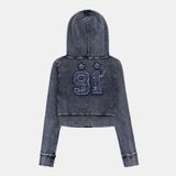  Áo Khoác [Unisex] Badblood - [w-hde25-007] Rusty Denim Hooded Slim Fit Blue 