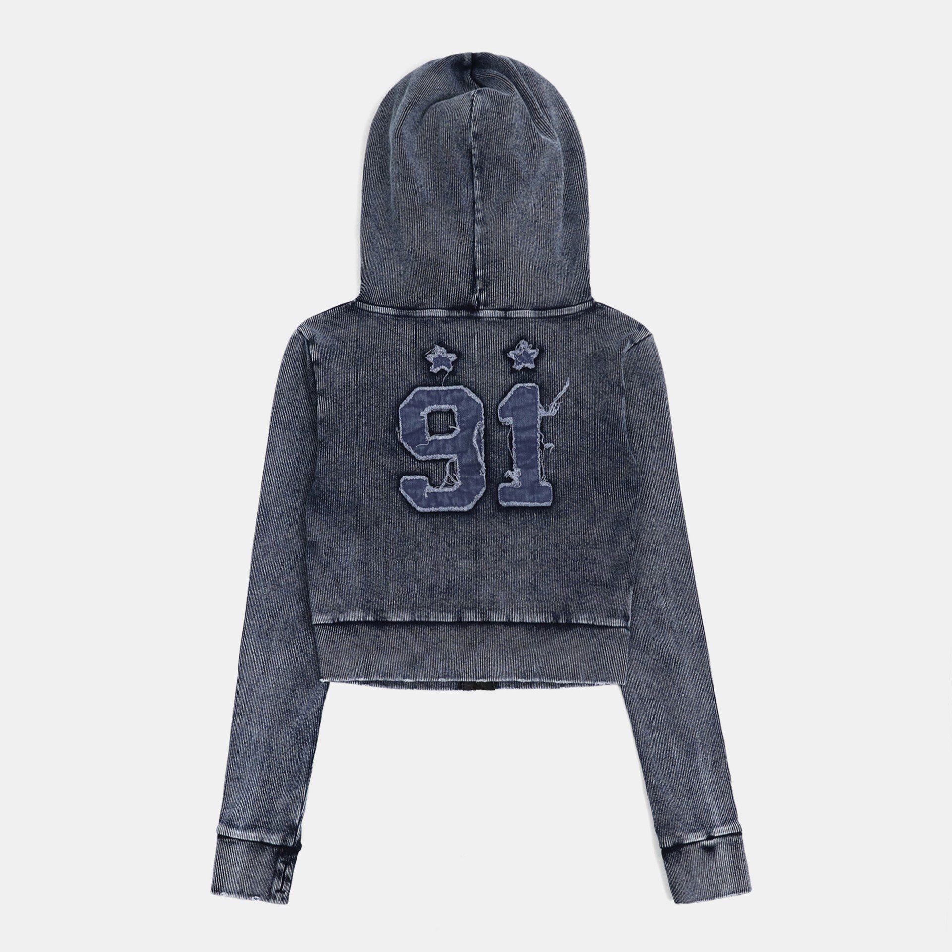  Áo Khoác [Unisex] Badblood - [w-hde25-007] Rusty Denim Hooded Slim Fit Blue 