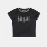  Áo Thun [Unisex] Badblood - [w-tee25-054] Curved Logo Dusty Ringer T-Shirt Black 