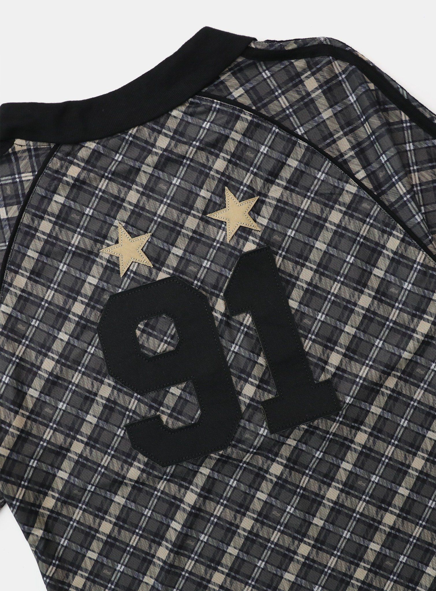  Áo Thun [Unisex] Badblood - [w-tee25-024] Vintage Club V-Neck Check T-Shirt Black 