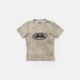  Áo Thun [Unisex] Badblood - [w-tee25-032] Lion Patch Short Sleeve Slim Fit Washed Beige 