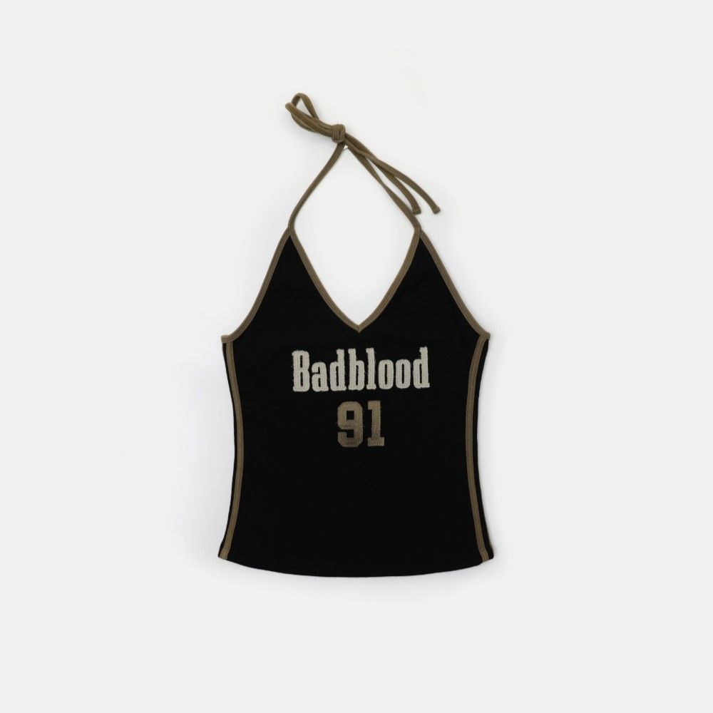  Áo Hai Dây [Nữ] Badblood - [w-tnk25-025] Vintage Club Halter Tank Black 