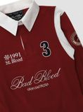  Áo Thun Dài Tay [Unisex] Badblood - [w-tee25-037] Saint Blood Rugby Shirt Slim Fit Red 