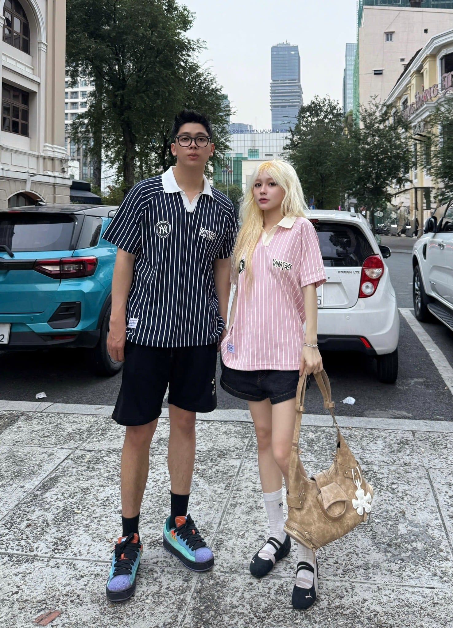  Áo Thun Polo New Era - [Unisex] NY 7 Stripe Pink/White 