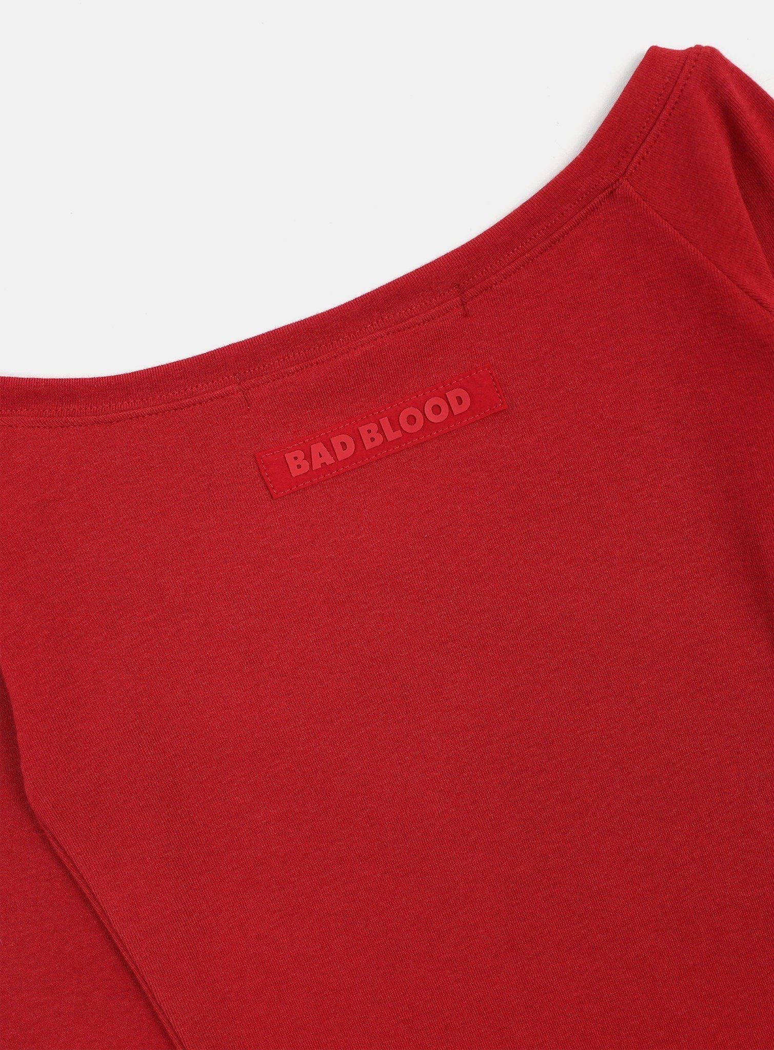  Áo Trễ Vai [Nữ] Badblood - [w-tee24-114] Beyond Soft Off-Shoulder Top Carmine 