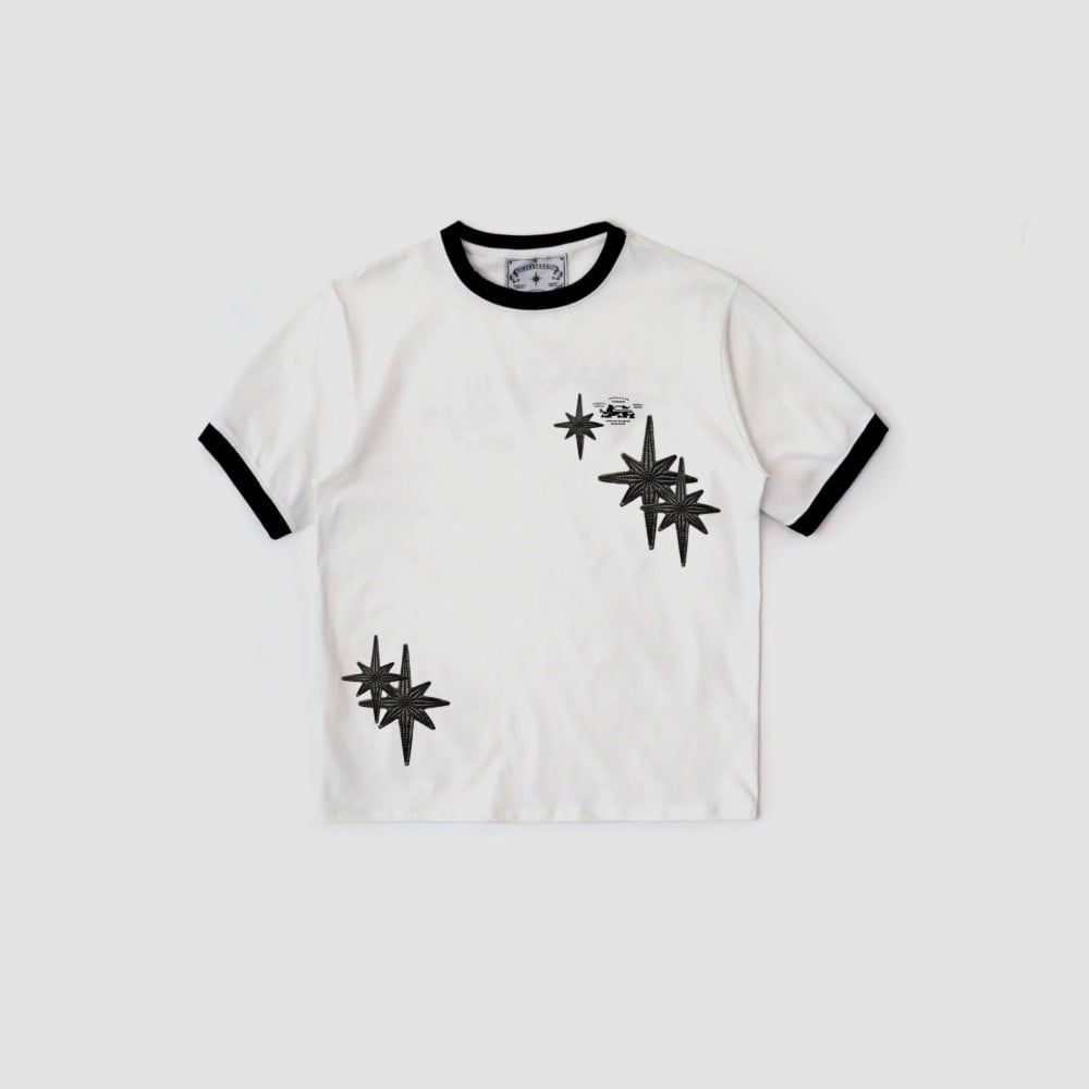  Áo Thun [Unisex] Badblood - [w-tee25-091] Cosmo Multi Patch Ringer T-Shirt White 