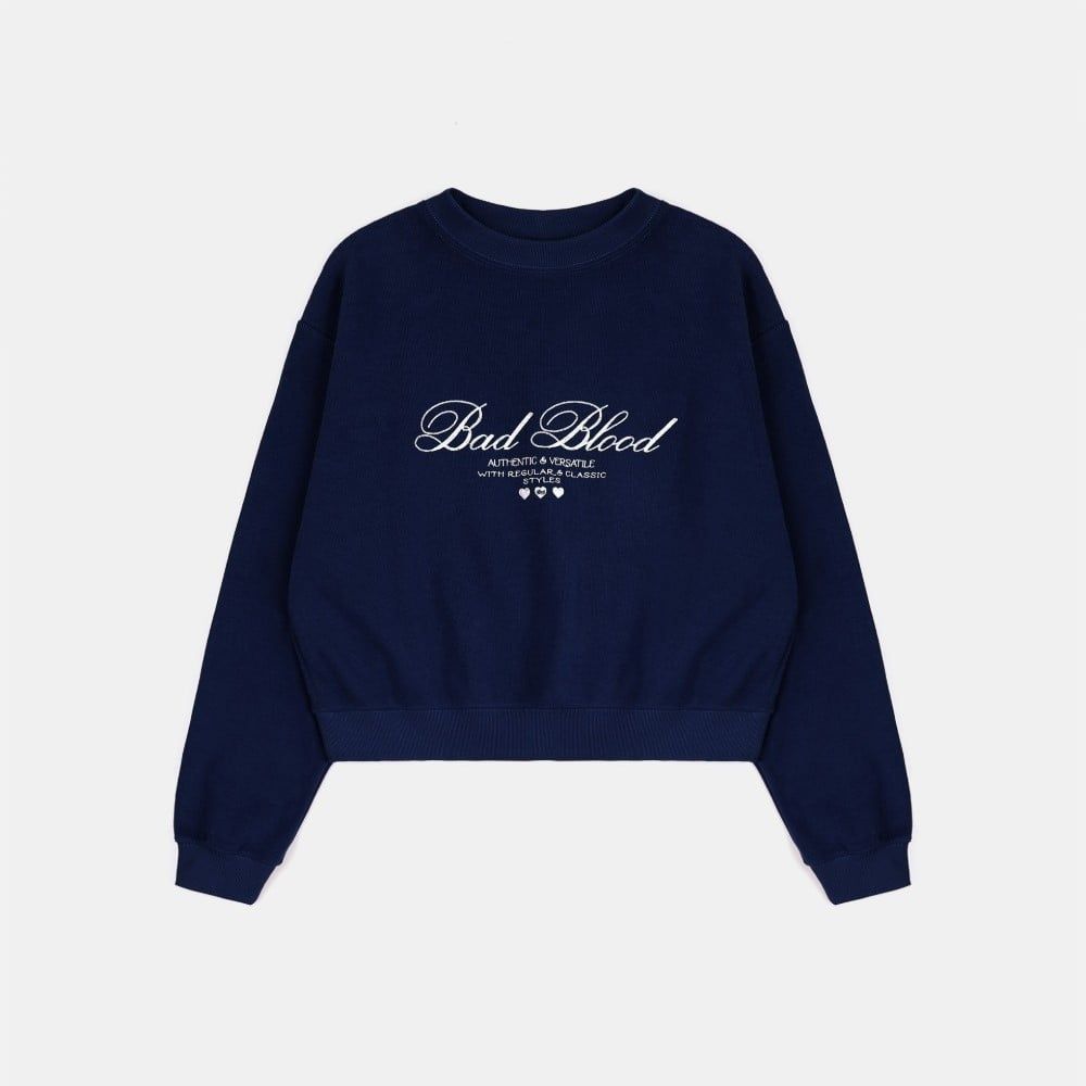  Áo Sweater [Unisex] Badblood - [w-sweatshirt24-018] Classic Logo sweatshirt - Navy 