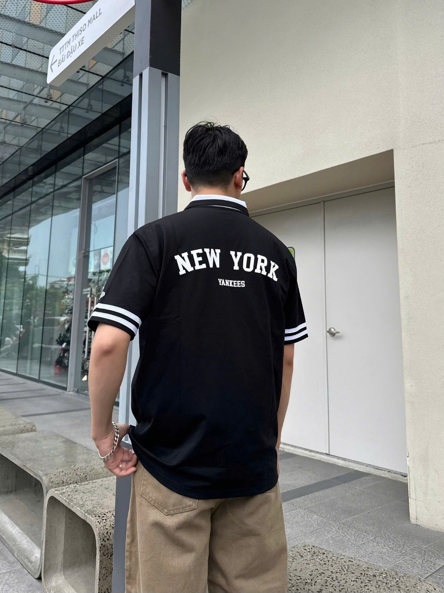  Áo Thun Polo New Era - [Unisex] NY Yankees Basic Arm Line Black 