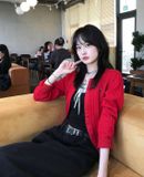  Áo Cardigan WHOAU [Nữ]- Steve Cable Cardigan Red - WHCKF4901F 