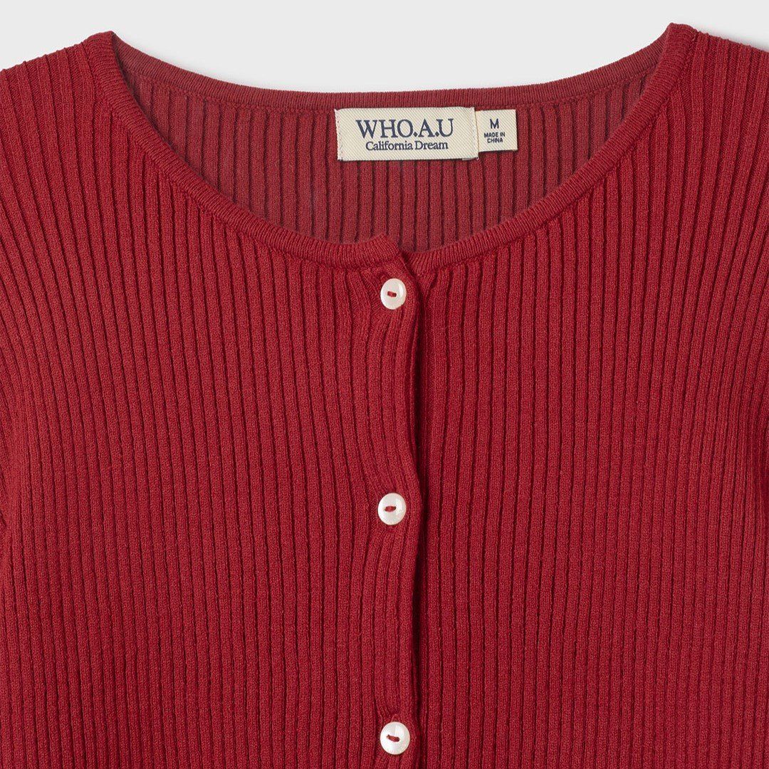  Áo Thun Len WHOAU [Nữ] - Ribbed Button Cardigan - WHCKF4742F 