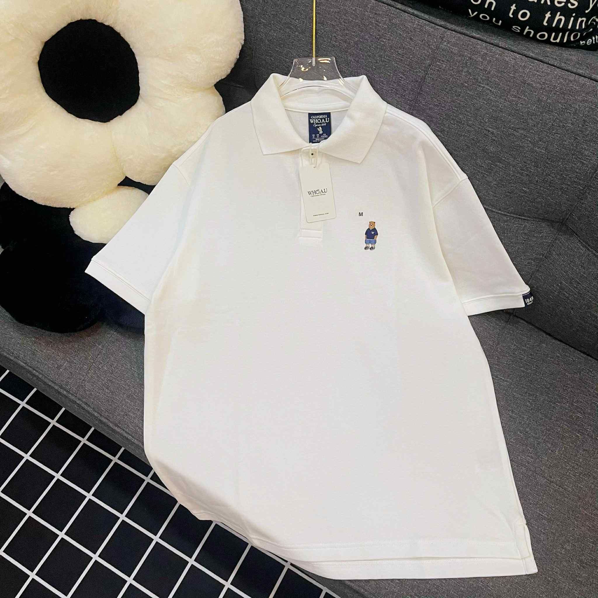  Áo Polo WHOAU [Unisex] - Steve Short Sleeve Collar White - WHHAE2411U 