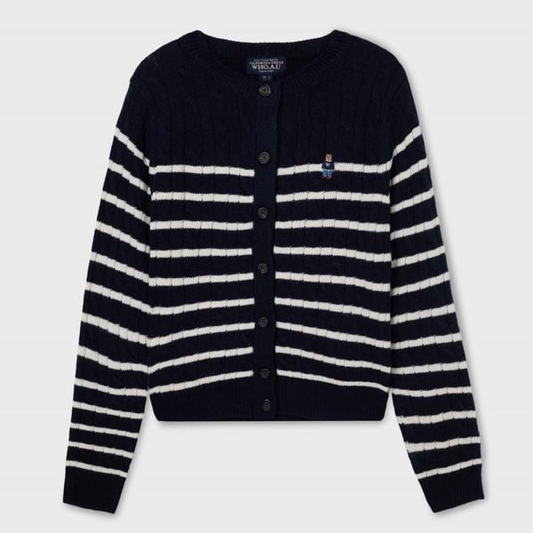 Áo Cardigan WHOAU [Nữ]- Steve Cable Cardigan Navy - WHCKF4901F