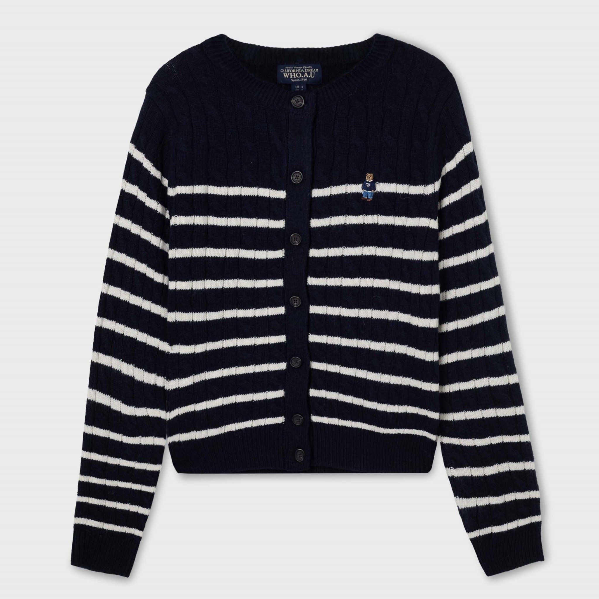  Áo Cardigan WHOAU [Nữ] - Steve Cable Cardigan Navy - WHCKF4901F 