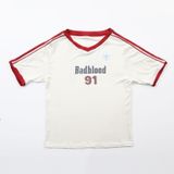  Áo Thun [Unisex] Badblood - [w-tee24-053] Vintage Club V-Neck Jersey T-Shirt Cream 