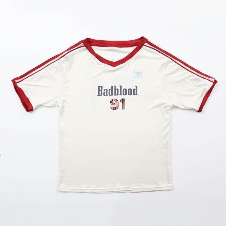  Áo Thun [Unisex] Badblood - [w-tee24-053] Vintage Club V-Neck Jersey T-Shirt Cream 