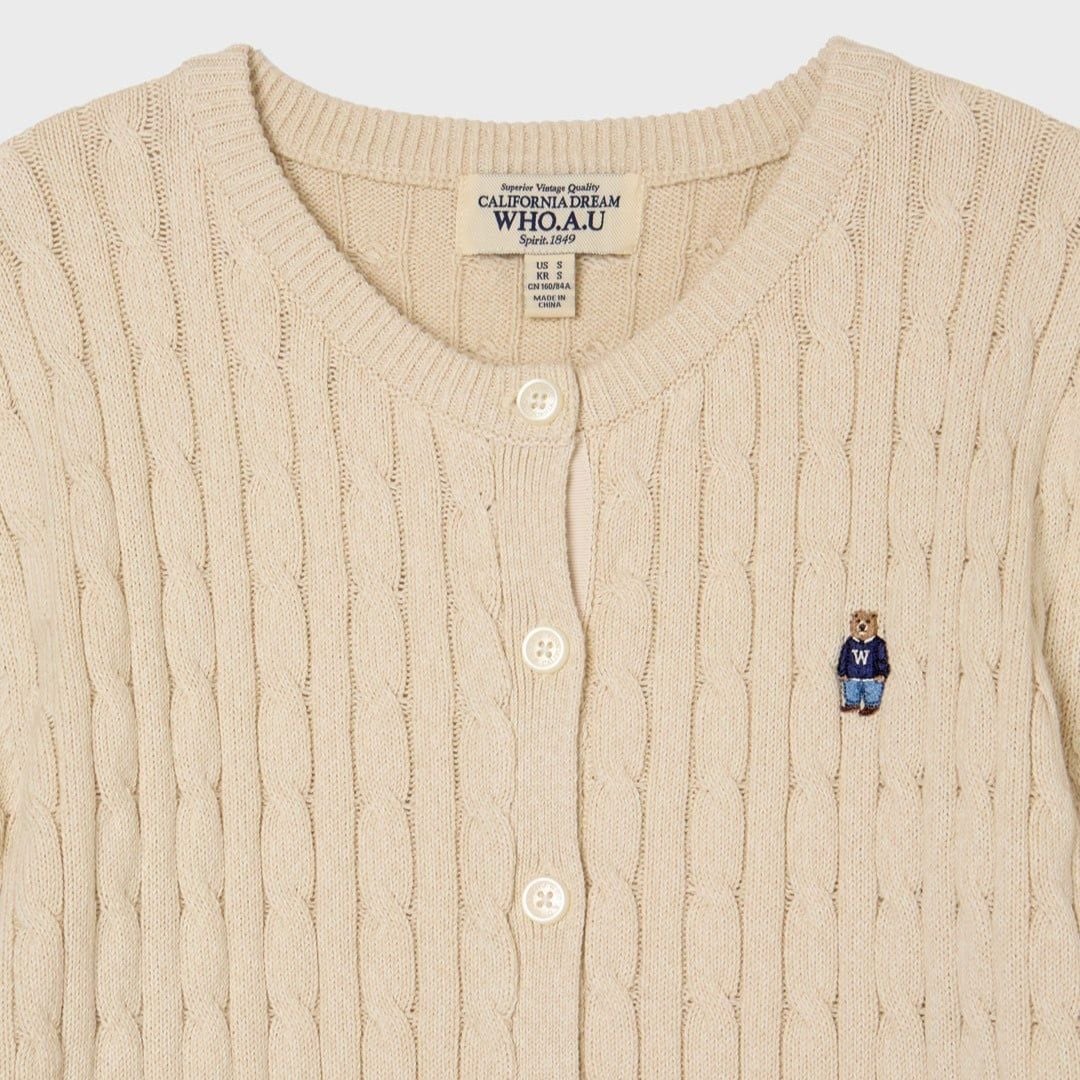  Áo Cardigan Len WHOAU [Nữ] - Steve Cable Cardigan Beige - WHCKG2211F 