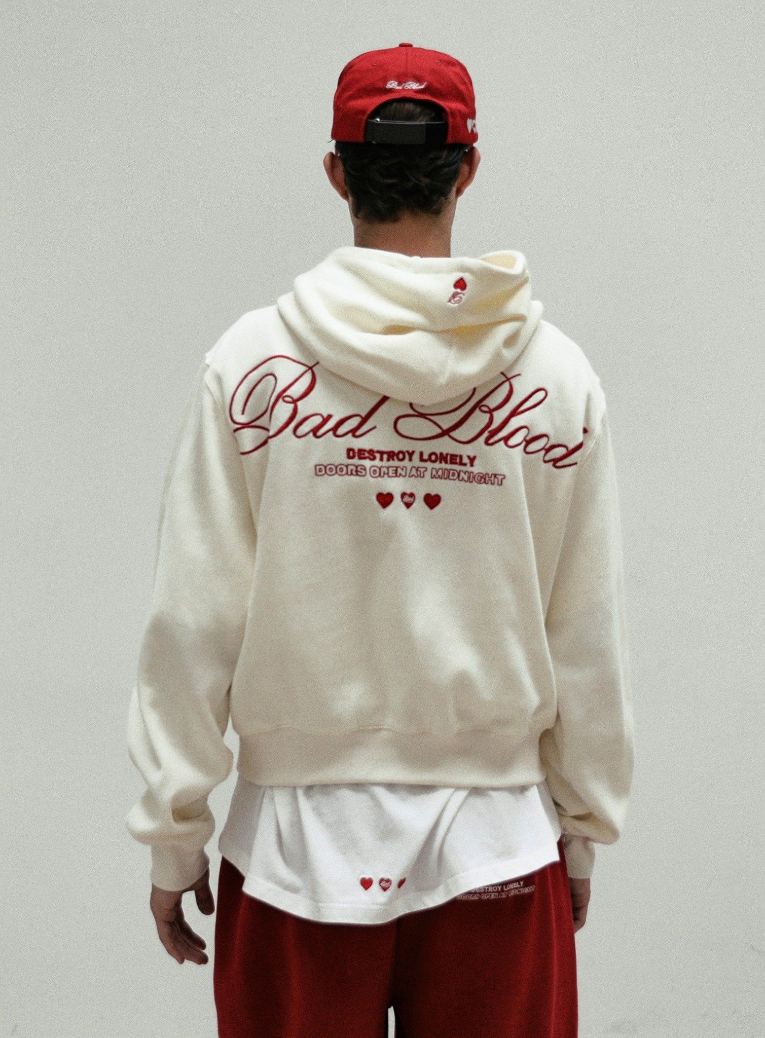  Áo Hoodie [Unisex] Badblood - [w-hde24-028] Classic Logo Hooded Cream 