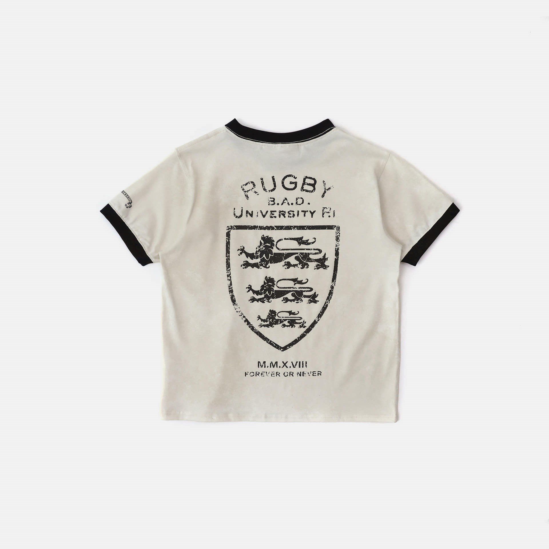  Áo Thun [Unisex] Badblood - [w-tee25-097] Mystic Shield Print Ringer T-Shirt Cream 