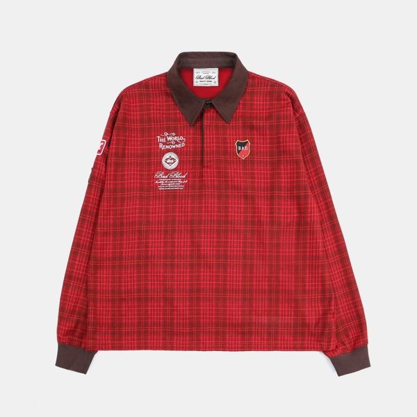 Áo Sweater [Unisex] Badblood - [w-sweatshirt24-013] Classic Check Rugby Shirt - Red
