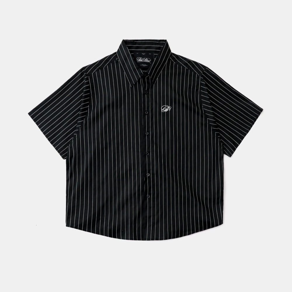  Áo Sơ Mi [Unisex] Badblood - [w-sht25-004] Dark Classic Short Sleeve Shirt Black/Striped 