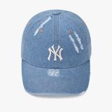  Nón MLB Korea - [Unisex] Damaged Washed Denim NY Yankees Blue - 3ACPVD34N-50BLL 