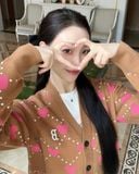  Áo Cardigan Crop MLB [Nữ] - Heart All-Over NY Camel - 3FKCH0234-43CAS 