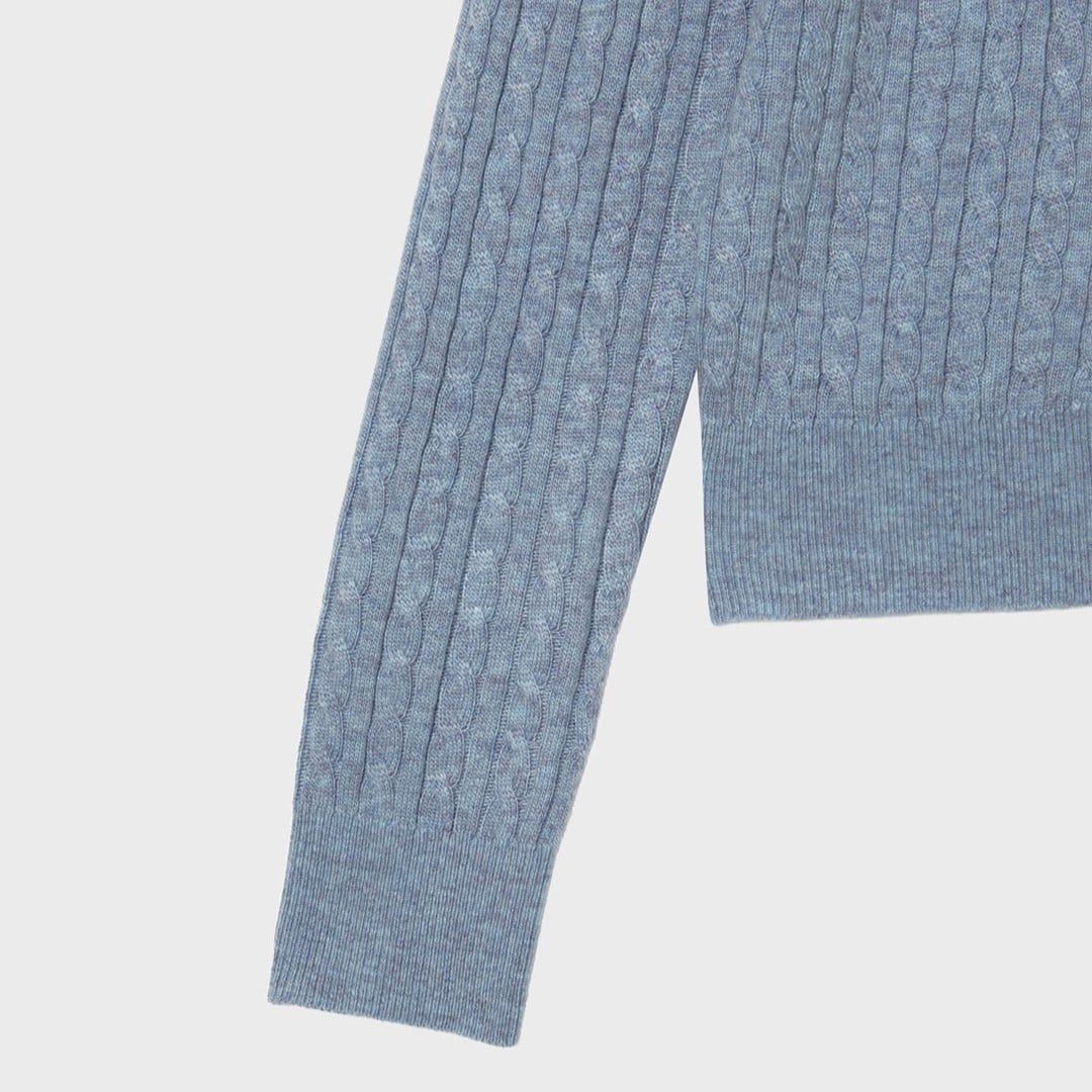  Áo Cardigan WHOAU [Nữ] - Steve High Gauge Wool Cable Blue - WHCKG1215F 
