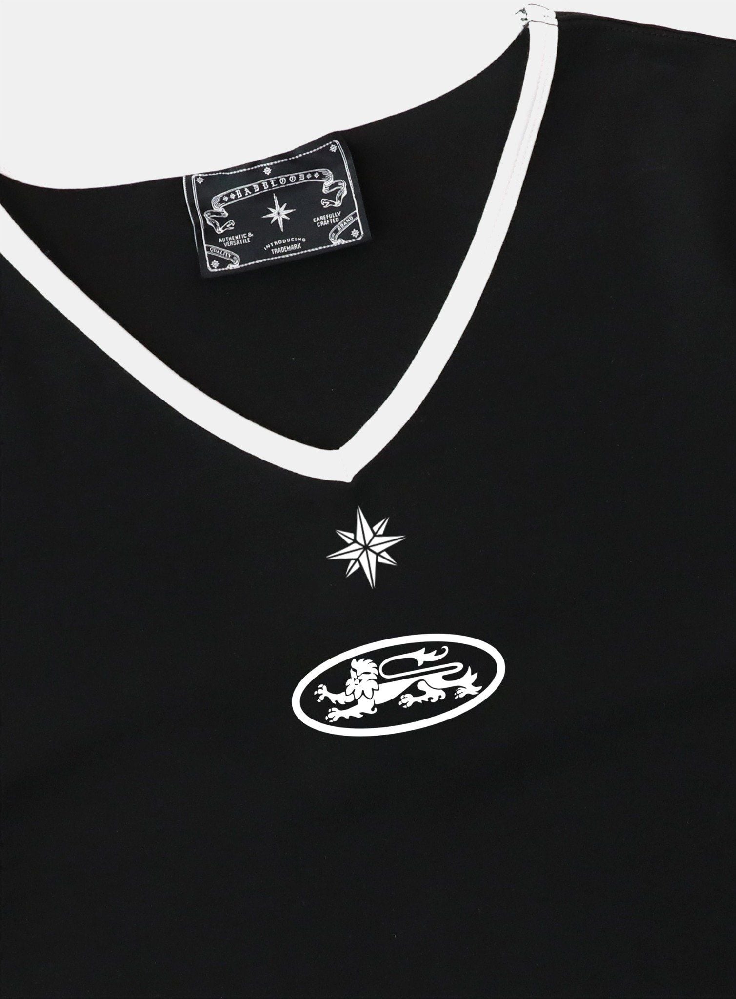  Áo Thun [Unisex] Badblood - [w-tee25-110] 91 V-Neck Jersey T-Shirt - Black 