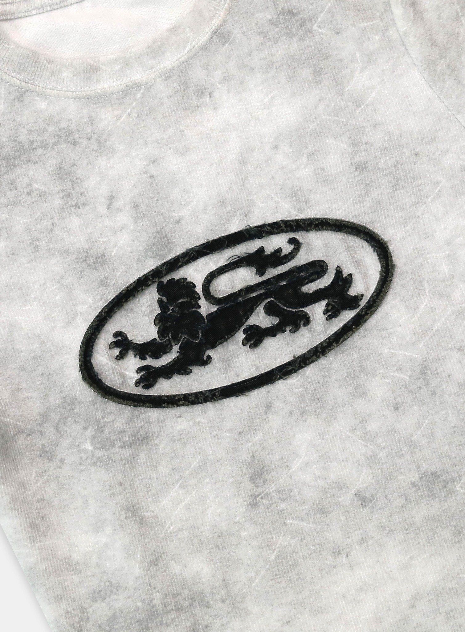  Áo Thun [Unisex] Badblood - [w-tee25-031] Lion Patch Short Sleeve Slim Fit Washed White 