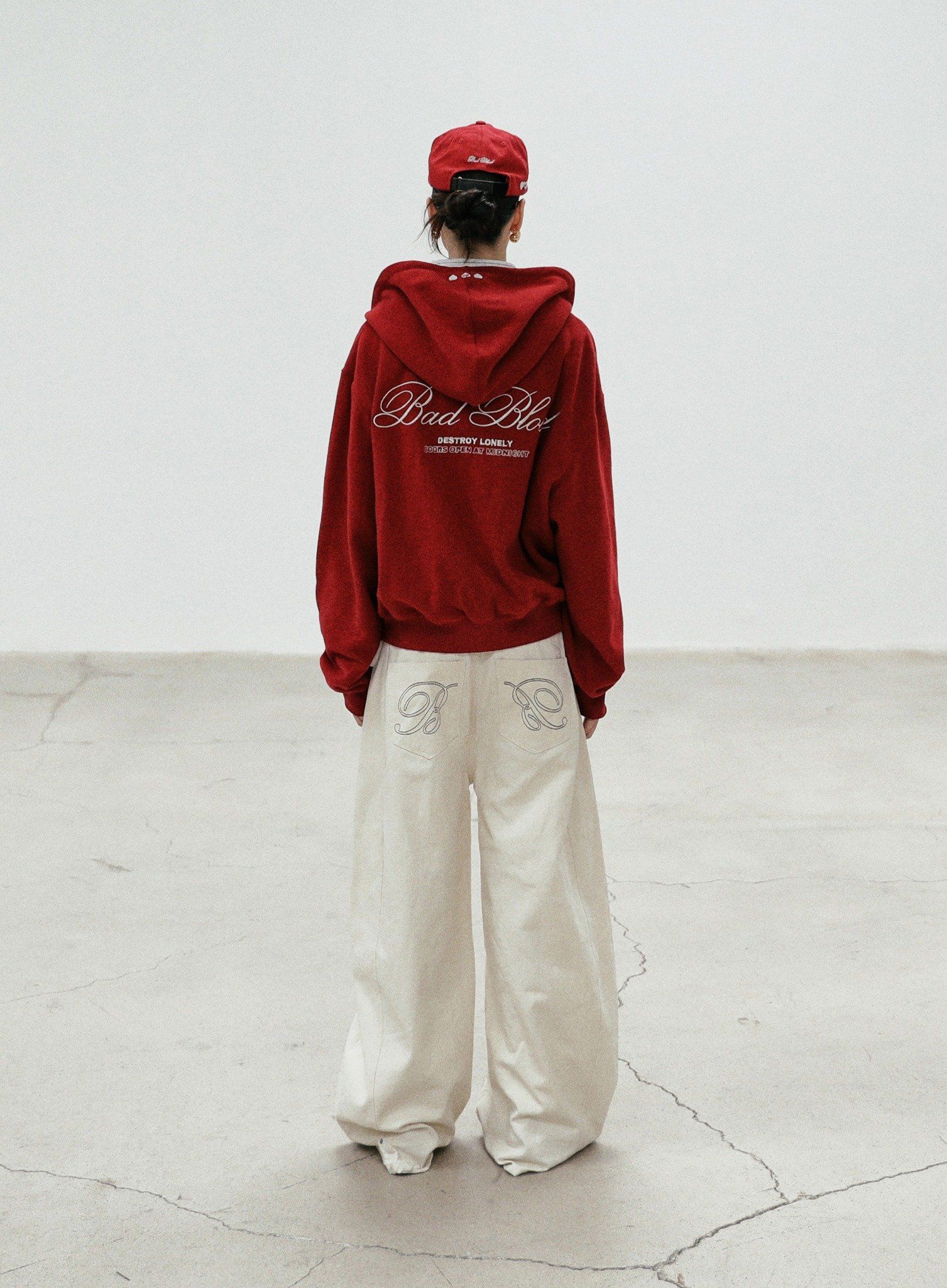  Áo Khoác [Unisex] Badblood - [w-hde24-022] Classic Logo Hooded ZipUp Red 