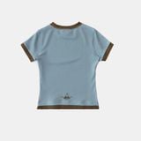  Áo Thun [Unisex] Badblood - [w-tee25-103] Lion Jersey Ringer T-Shirt Light Blue 