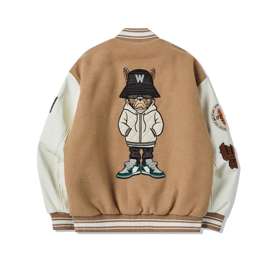  Áo Khoác Bomber LifeWork Hipdog Applique Varsity Jacket Beige - LW234JP120 
