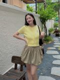  Áo Thun Len SPAO [Nữ] - Woody Cable Crop Cardigan Yellow - SPCKF24G51 