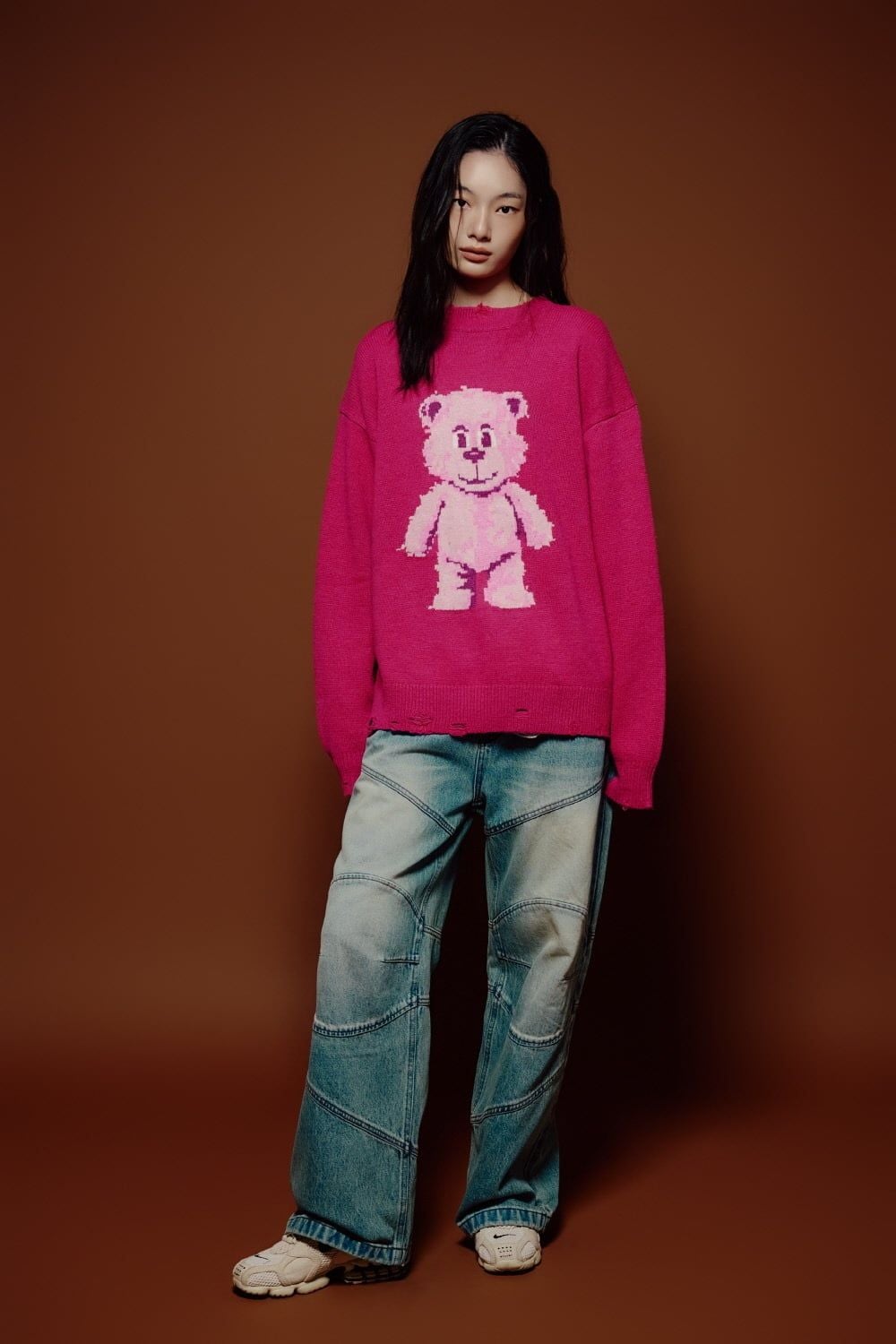  Áo Len ADLV Distressed Bear Knit Pink 