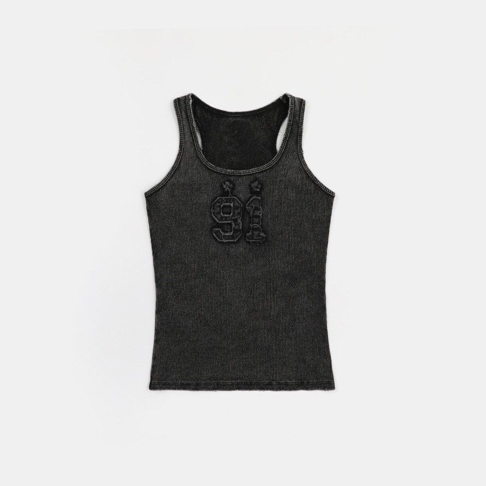  Áo Croptop [Nữ] Badblood - [w-tnk25-008] Rusty Denim Tank Top Black 
