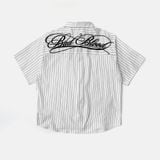  Áo Sơ Mi [Unisex] Badblood - [w-sht25-003] Dark Classic Short Sleeve Shirt White/Striped 