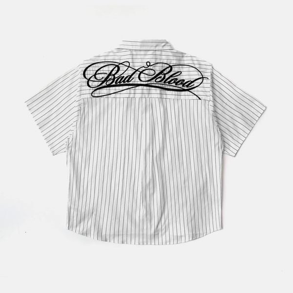 Áo Sơ Mi [Unisex] Badblood - [w-sht25-003] Dark Classic White/Striped