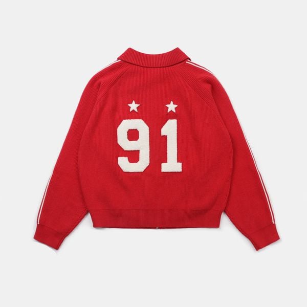 Áo Khoác [Unisex] Badblood - [w-knt24-013] Billy Track Zip-Up Sweater - Red