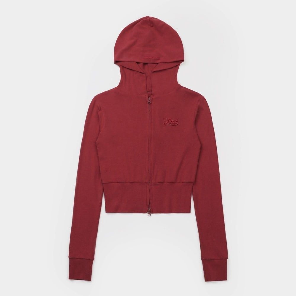  Áo Khoác [Unisex] Badblood - [w-hde24-035] Beyond Soft Hooded Zip-Up Slim Fit Carmine 